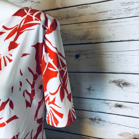 Ann Taylor White/Orange Tropical Print - Picture 4 of 8